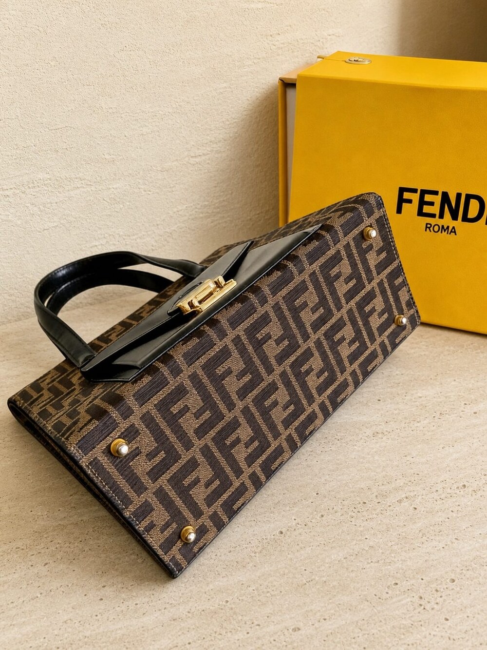 Fendi Vintage Zucca Canvas Flip Lock Tote Bag - Picture 5 of 6